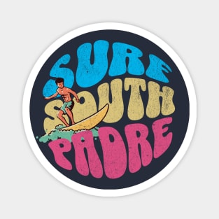 Surf South Padre Island Texas Vintage Surfboard Surfing Magnet